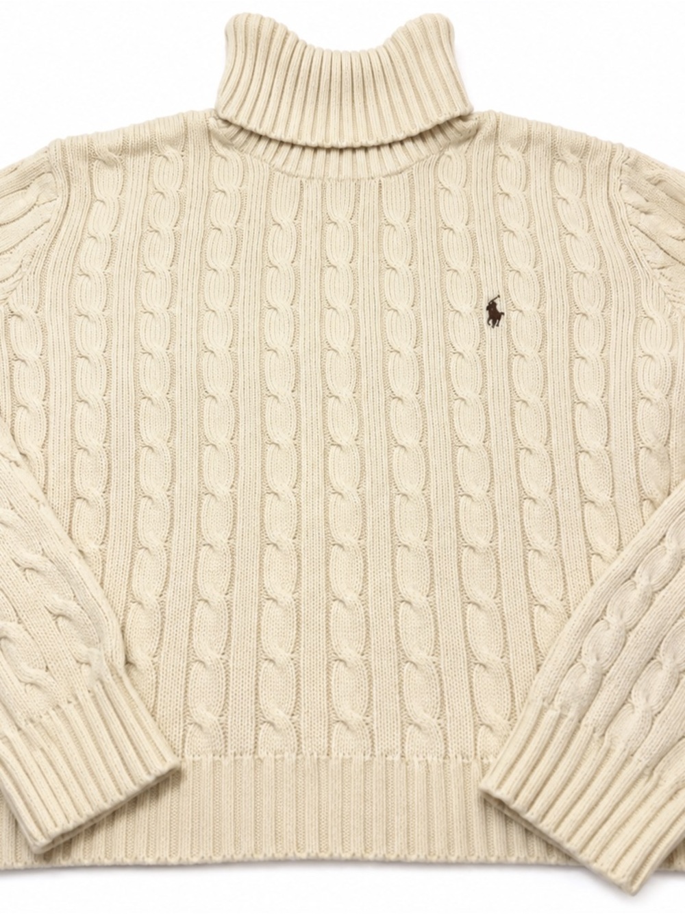 Ralph Lauren Cream Cable Turtleneck Sweater size XL 100% Cotton - Picture 9 of 9